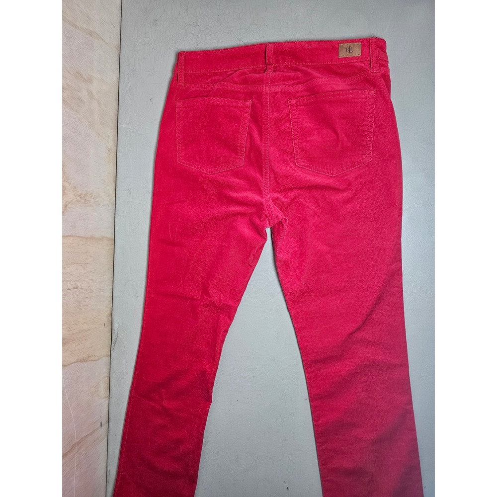 Lauren Ralph Lauren Red Corduroy Straight Leg Pants Womens Size 8 Stretch - Picture 13 of 16